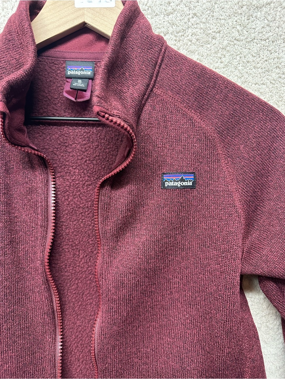Patagonia Better Sweater Full Zip Fleece Jacket Burgundy Kids XL 14 Zip Up - Picture 4 of 9